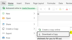In Excel Online, go to File -> Create a Copy -> Download a Copy